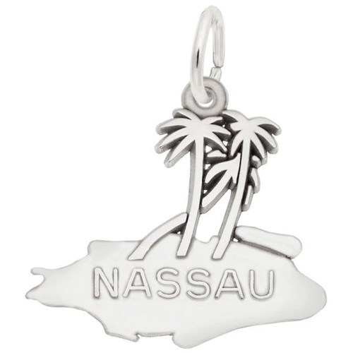 "Nassau" Palms Charm -Sterling Silver and 14k White Gold