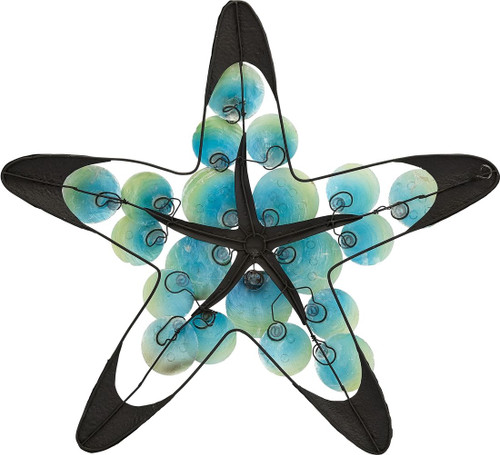 Tropical Starfish with Discs Wall Art - 19" - Metal & Capiz Art - Front