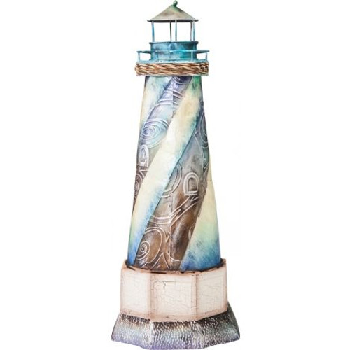 Seaside Lighthouse - Seafoam - 16.5" - Metal & Capiz Art