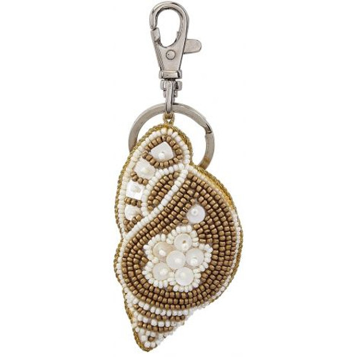 Gold Triton Key Ring - Mother of Pearl & Beads - 3" - Front