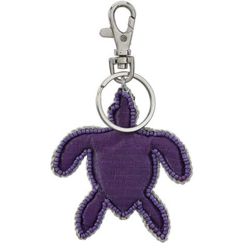 Purple Turtle Key Ring - Mother of Pearl & Beads - 3" - Back