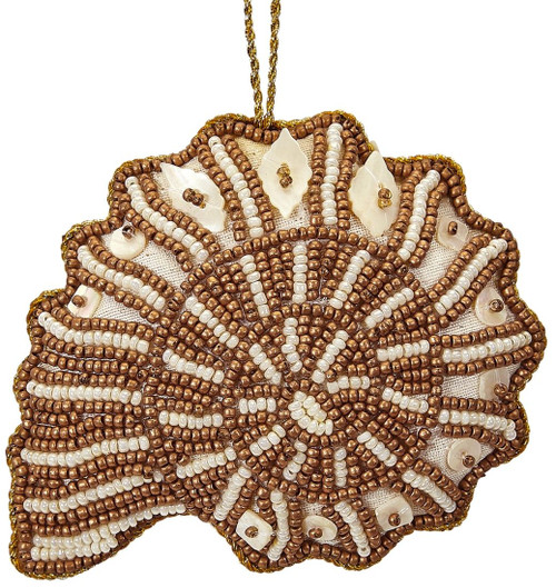 Nautilus Mother of Pearl & Beads Ornament - Bronze