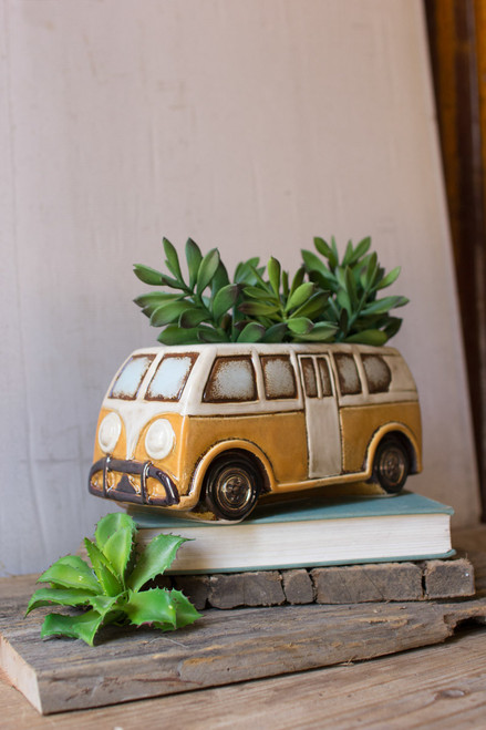 Ceramic Yellow Van Planter