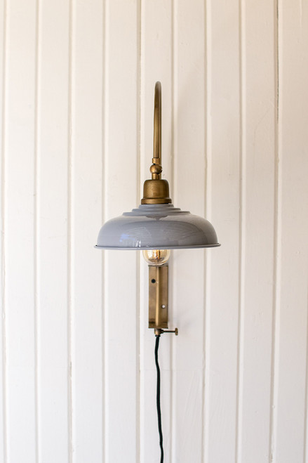 Brass Wall Light with Grey Shade