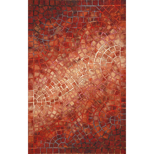 Visions V Arch Tile Indoor/Outdoor Rug - Red - 6 Sizes