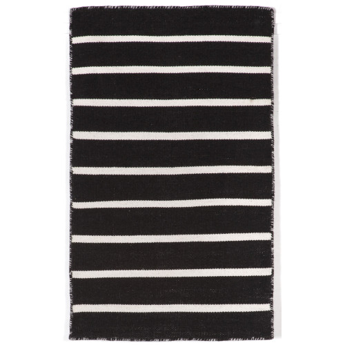 Sorrento Pinstripe Indoor/Outdoor Rug - Black - 7 Sizes 