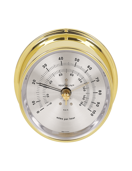 Vigilant Wind Speed Instrument - PVD Coated Brass Case - Silver Face 