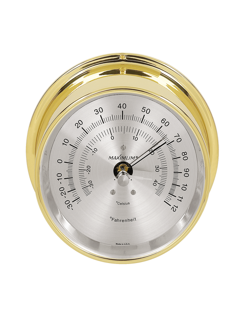 Criterion Air Temperature Reading Instrument - Polished Brass Case - Silver Face