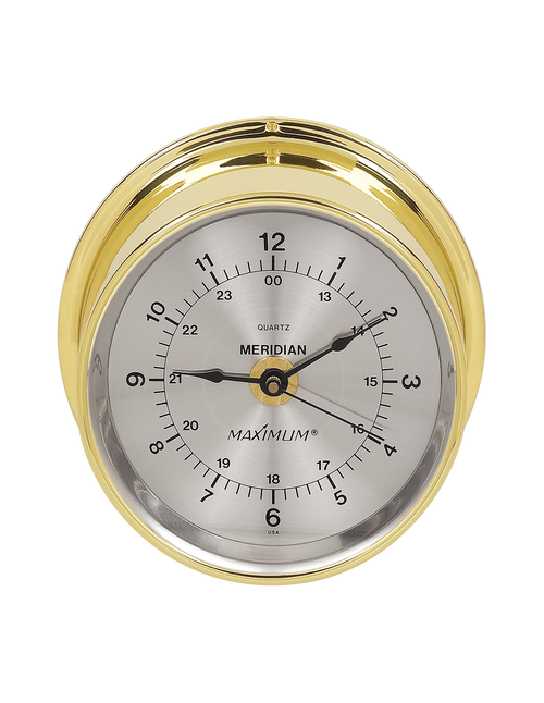 Meridian Time Clock Instrument - Polished Brass Case – Silver Face