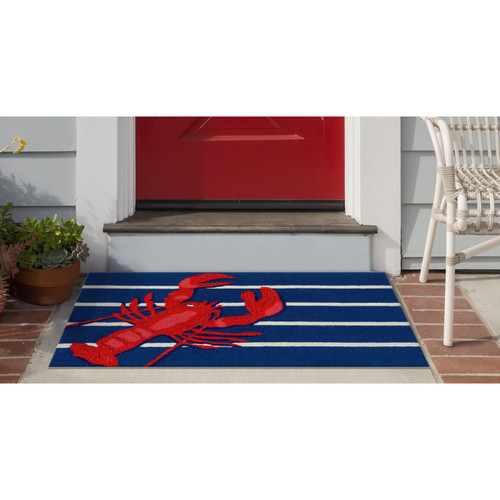 Frontporch Lobster on Stripes Indoor/Outdoor Rug - 3 Sizes - Lifestyle