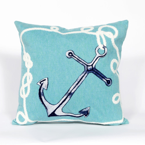 Visions II Aqua Marine Anchor Indoor/Outdoor Throw Pillows - 2 Sizes Avail