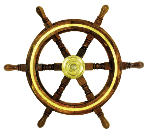 Ship's Wheel  w/ Brass Rim- 18"