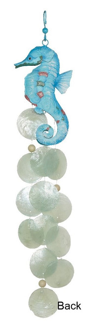 Embellished Seahorse Chime 22" - Metal & Capiz Art