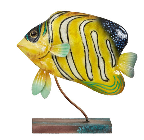 Back of Royal Angelfish on Stand - 8"x 8" - Metal & Capiz Art 