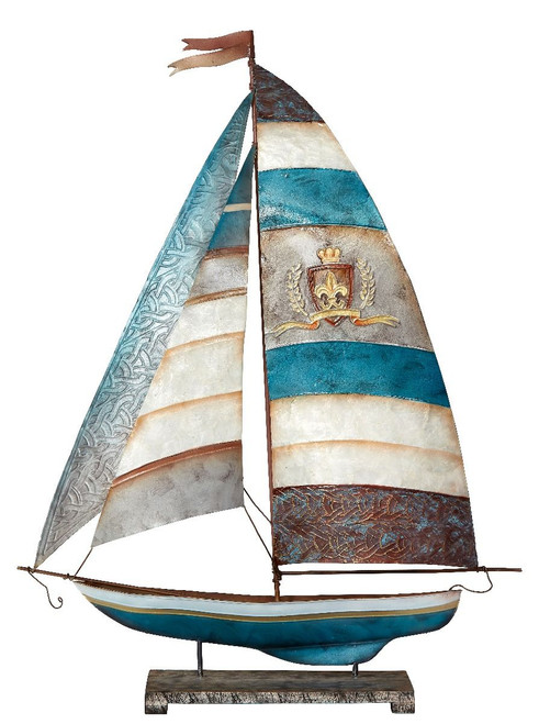 Royal Crest Sailboat on Stand - 31" x 23" - Metal & Capiz Art