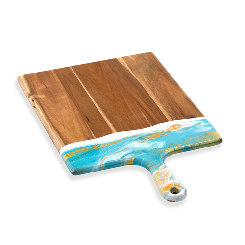 Acacia Cheese Board-XL - Teal|White|Gold (ACB-1524-TWG)