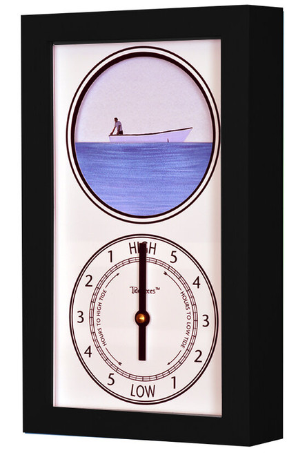Boat and Crab Mechanically Animated Tide Clock - Black Frame