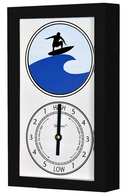 Surfer Mechanically Animated Tide Clock -Black Frame