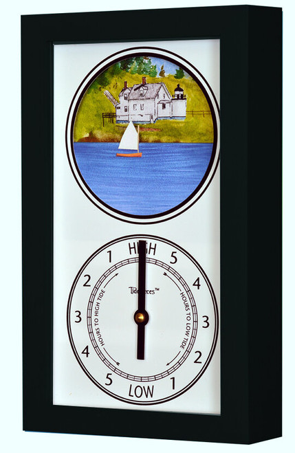 Brown's Head Lighthouse (ME) Mechanically Animated Tide Clock - Black Frame