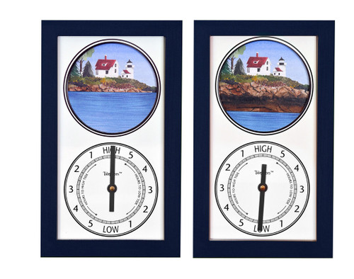 Curtis Island Lighthouse (ME) Mechanically Animated Tide Clock - Navy Frame