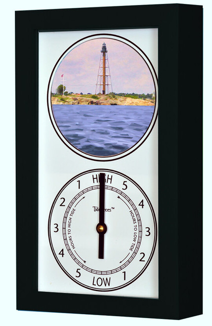Marblehead Lighthouse (MA) Mechanically Animated Tide Clock - Black Frame
