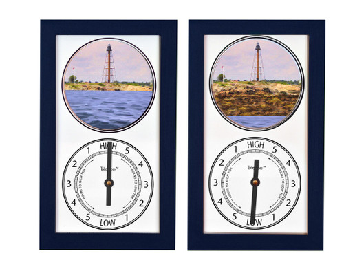 Marblehead Lighthouse (MA) Mechanically Animated Tide Clock - Navy Frame