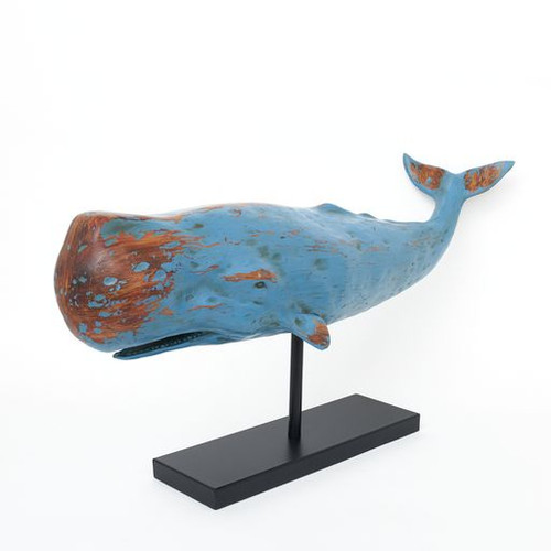 Sperm Whale (Blue) with Metal Stand- 30.5"