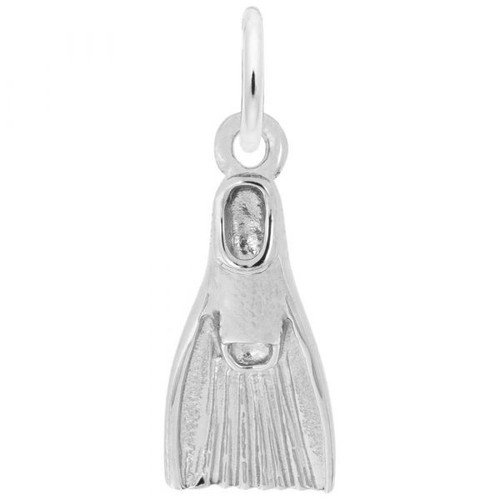 Swim Fin Silver Charm - Sterling Silver and 14k White Gold