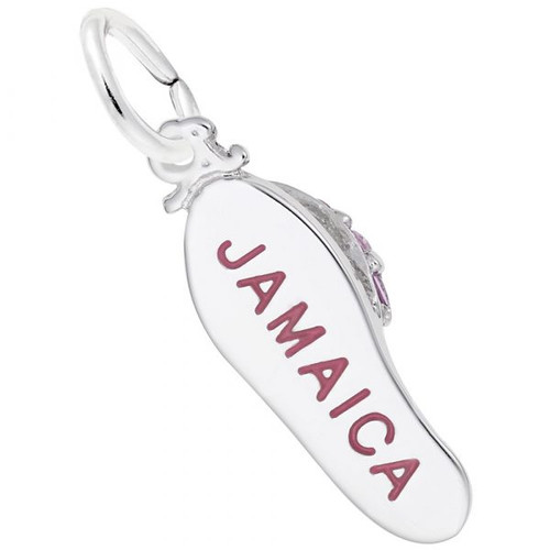 Back - Jamaica Sandal with Stones Silver Charm - Sterling Silver and 14k White Gold