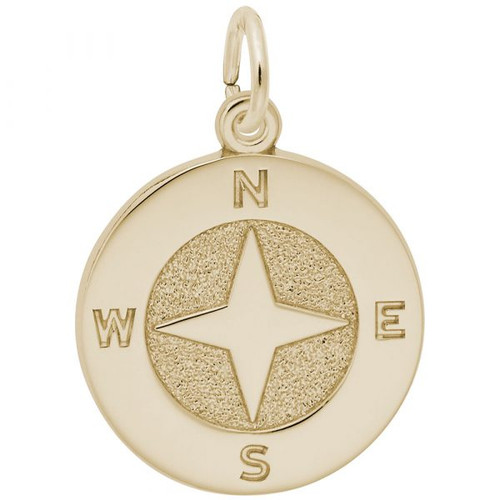 Compass Gold Charm - Gold Plate, 10k Gold, 14k Gold