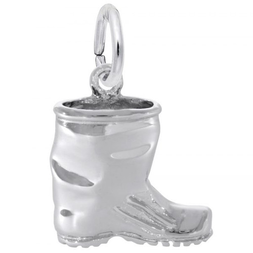 Rubber Galoshes Boot Silver Charm - Sterling Silver and 14k White Gold