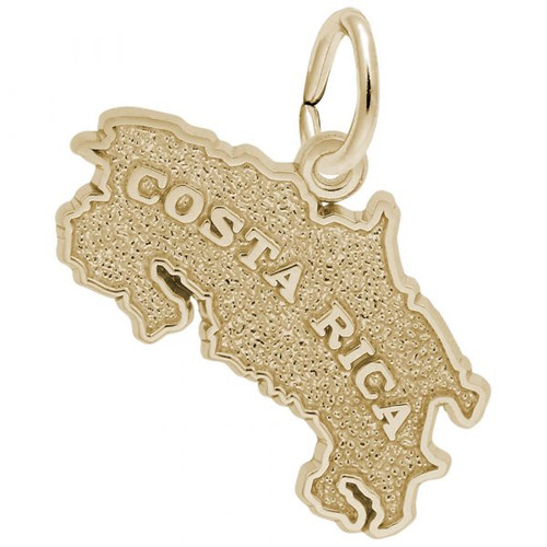 Costa Rica Map Gold Charm - Gold Plate, 10k Gold, 14k Gold