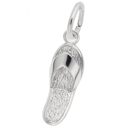 Sandal Silver Charm - Sterling Silver and 14k White Gold