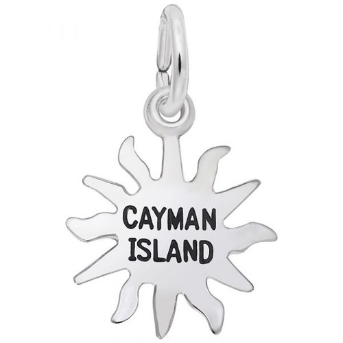 Cayman Island Sun Silver Charm - Sterling Silver and 14k White Gold