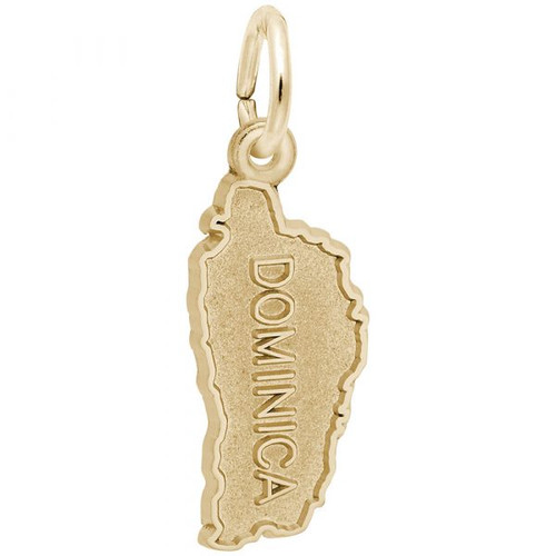 Dominica Map with Border Gold Charm - Gold Plate, 10k Gold, 14k Gold