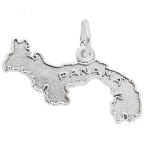 Panama Map Silver Charm - Sterling Silver and 14k White Gold