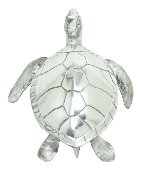 Sea Turtle Sculpture - Polished Aluminum -16"