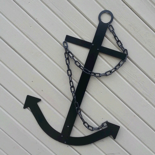 Classic Navy Anchor with Chain - 14" Flat