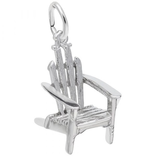 Adirondack Chair Silver Charm - Sterling Silver and 14k White Gold