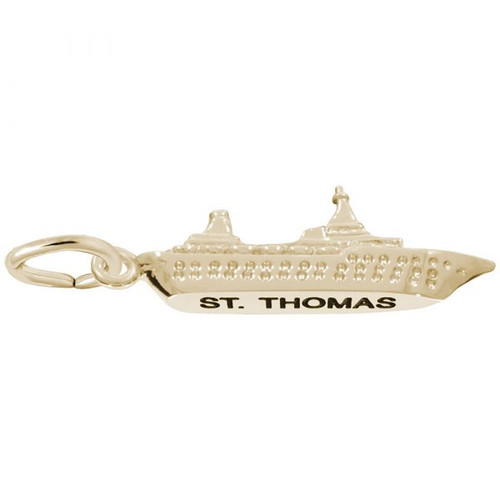 St. Thomas Cruise Ship 3D Gold Charm - Gold Plate, 10k Gold, 14k Gold