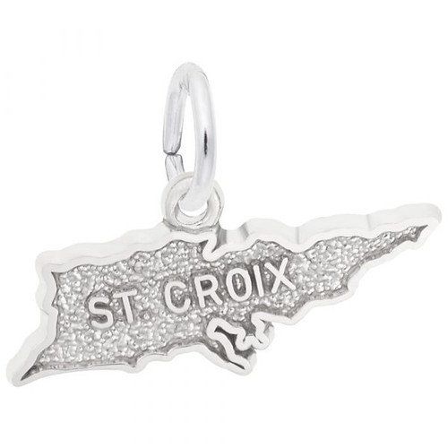 St. Croix Map Silver Charm - Sterling Silver and 14k White Gold