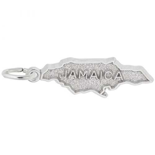 Jamaica Map Silver Charm - Sterling Silver and 14k White Gold