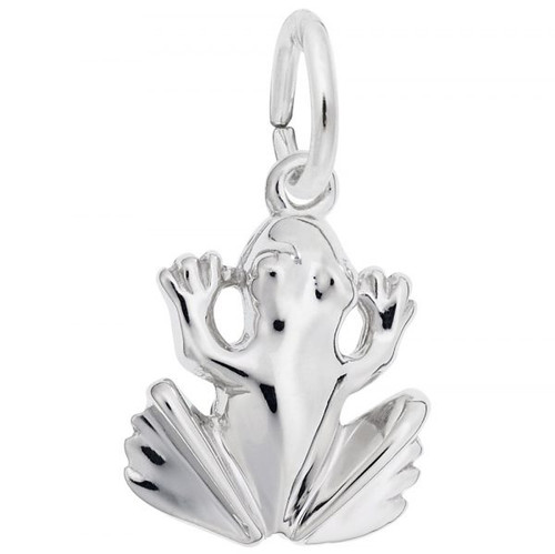 Frog 3 Silver Charm - Sterling Silver and 14k White Gold