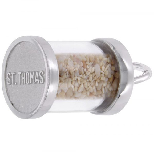 St. Thomas Sand Capsule Silver Charm - Sterling Silver and 14k White Gold