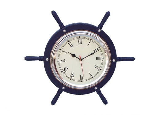 24 NAUTICAL HANDCRAFTED Premium Ship Wheel Clock with Directional