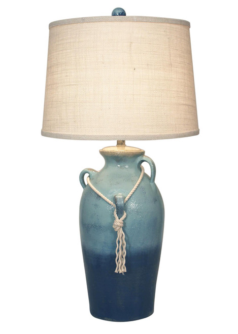 Bahama 3-Handle Pot w/White Rope Table Lamp