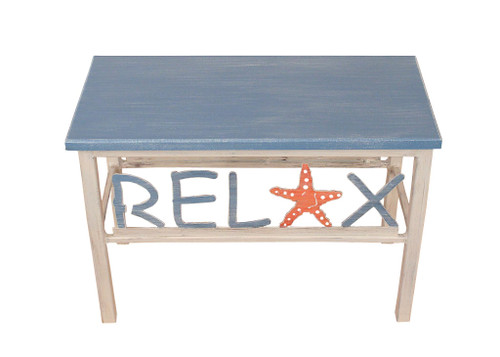 Wooden Top "Relax" Bench - Starfish Accent -24"