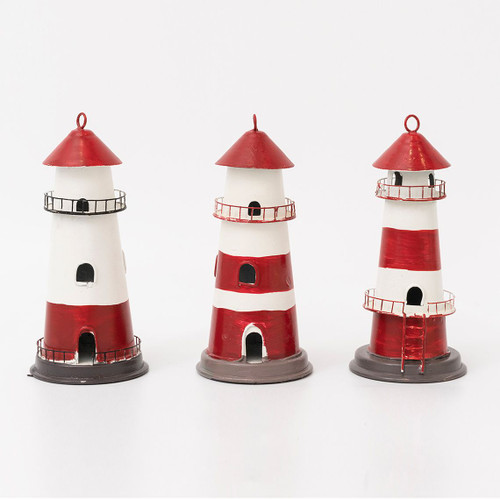 Metal Lighthouses - 5" - Set of 6