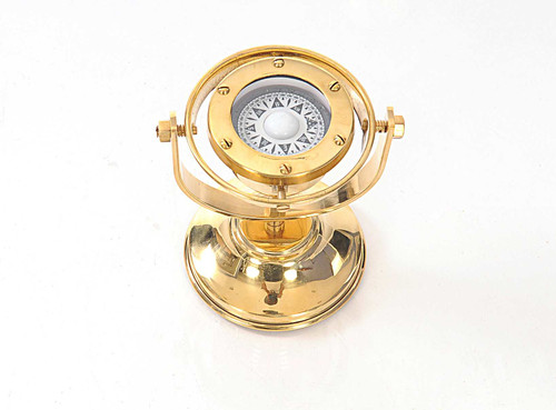 JUSTIME 3.5 Inch Brass Nautical Compass Design, Unique Decorative