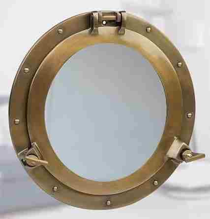 Deluxe Class Decorative Ship Porthole Mirror 30" - Antique Brass